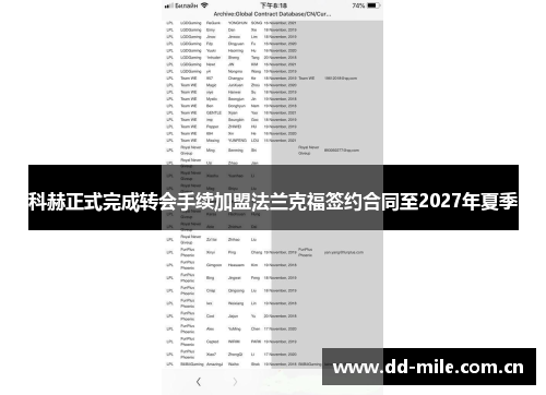 科赫正式完成转会手续加盟法兰克福签约合同至2027年夏季 科赫正式完成转会手续加盟法兰克福签约合同至2027年夏季